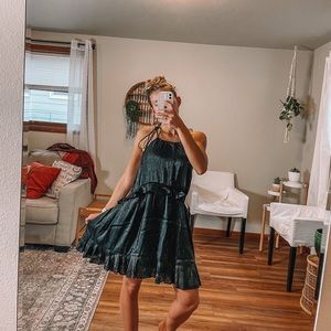 Pinch Lulus black shimmer ruffle dress